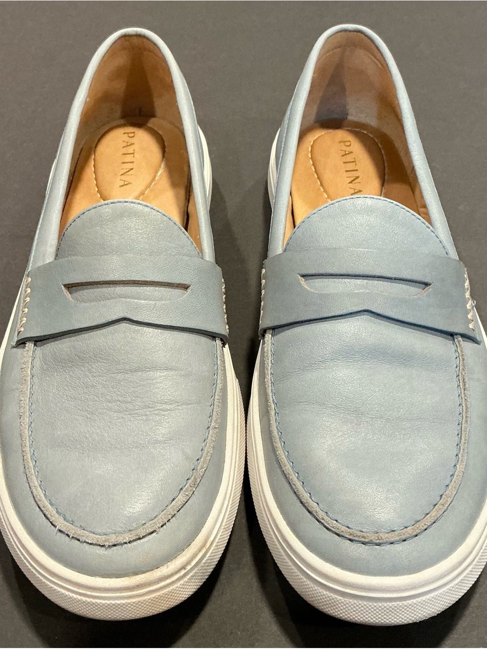 Portland Leather Patina Blue Leather Loafers Size 10.5 Fits 10 - Picture 5 of 11